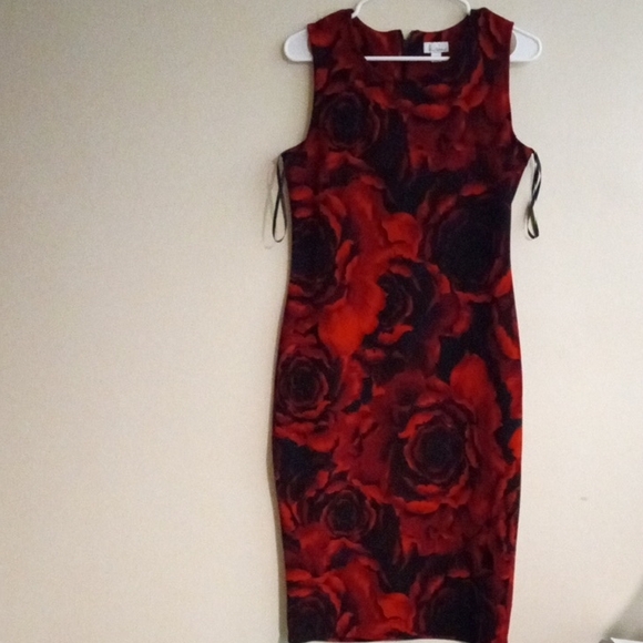 Olivia Matthews Crimson and Ebony Rose Midi Dress - Picture 1 of 3